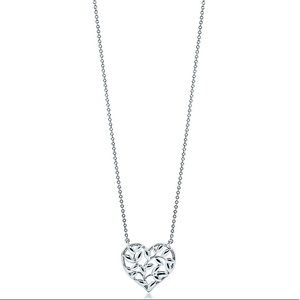 Tiffany and Co. Olive Leaf Heart Pendant Necklace